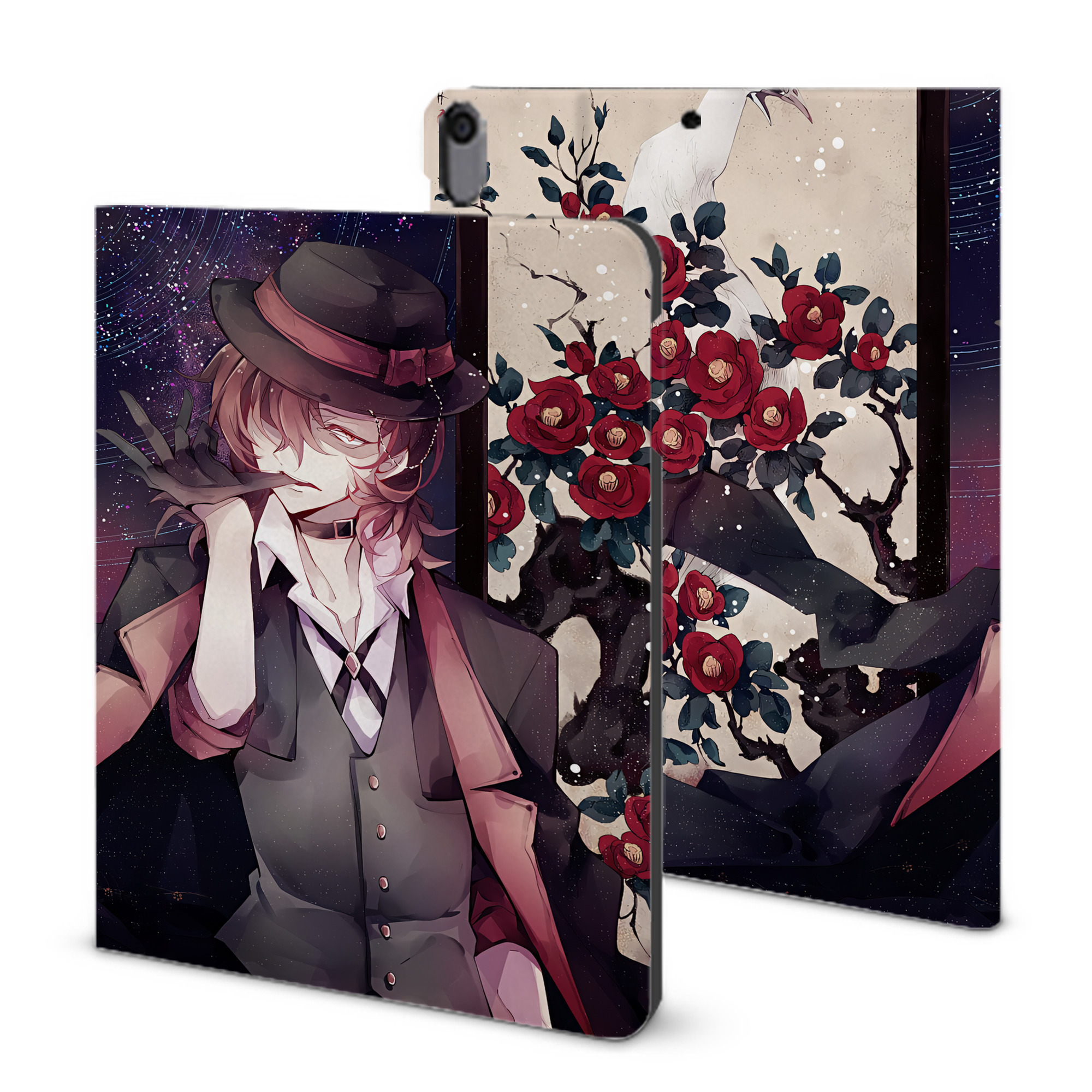 （画像用） 文豪ストレイドッグス Bungo Stray Dogs IPad ケース ブック型 PUレザー TPU 耐衝撃 軽量 薄型 ペン収納なし 全面保護 IPad 各モデル対応
